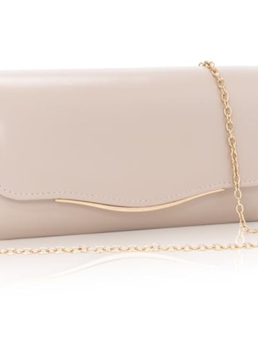 Faux Leather Envelope Clutch with Detachable Chain